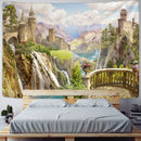 GobekUsa Green Plant Landscape Tapestry | Boho Wall Hanging for City Castle Hill