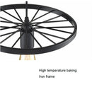 GobekUsa Industrial Iron Wheel Chandelier for Dining Room, Restaurant, and Cafe