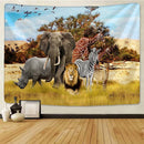 GobekUsa Lion Tapestry African Grassland Animals Cartoon Wall Hanging Blanket
