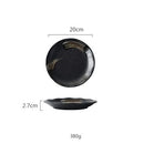 GobekUsa Black Ceramic Sushi Plate and Rice Bowl Set