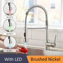 GobekUsa Brass Spring Spout Kitchen Faucet with Single Lever Pull Down Mixer Tap
