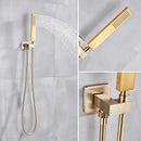 GobekUsa Brushed Gold Rainfall Shower Set with Single Handle Wall Mounted Mixer