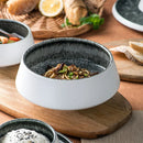 GobekUsa Ice Cracked Glaze Ceramic Grey Plate and Bowls Set