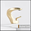 GobekUsa Brushed Gold Basin Faucet: Modern Brass Deck Mount Bathroom Mixer Tap