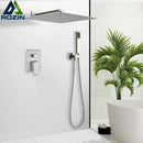 GobekUsa Brushed Nickel Rainfall Shower Faucet Set with Tub Spout - 16" Head