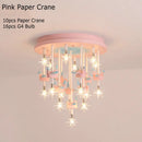 GobekUsa Kids Resin Horse Paper Crane Ceiling Light - Blue Pink LED Bedroom Lamp