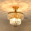 GobekUsa Gold Crystal Round Ceiling Chandelier for Living Room LED Light Fixtures