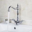 GobekUsa Antique Brass Dual Handle Swivel Sink Faucet Rotated Mixer Tap
