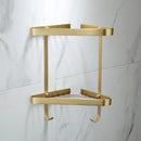 GobekUsa Brass Bathroom Shower Rack: Brushed Gold Corner Shelf for Bath and Shower Storage