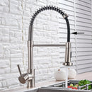 GobekUsa Brushed Nickel Pull Down Kitchen Faucet - 360° Rotation Hot Cold Water Mixer