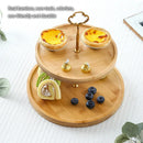 GobekUsa Bamboo Fruit Cake Stand Set Wood Tableware Snack Dessert Candy Plate
