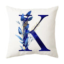 GobekUsa Blue Alphabet Flower Letter Pillowcase for Home Decor
