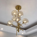 GobekUsa Glass Ball Iron Chandelier for Home Hotel Villa Living Room