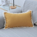 GobekUsa Boho Style Tassel Pillow Cover Set for Sofa Bed, Beige Grey Blue Yellow