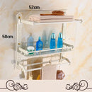 GobekUsa Aluminum Bath Hardware Set: Shelf, Towel Rack, Paper Holder, Brush Holder, Hooks