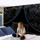 GobekUsa Interstellar Sky Map Constellations Tapestry- Black Galactic Wall Decor