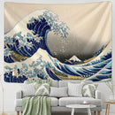 GobekUsa Kanagawa Waves Hanging Tapestry: Boho Sun Wall Tapestries, Bedspread, Yoga Mat