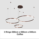 GobekUsa LED Chandelier Rings Pendant Light - Coffee Gold Dimmable Ceiling Lamp