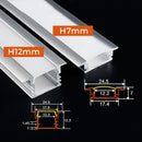 GobekUsa 0.5m U/YW Aluminum Profile Recessed Channel with Milky Cover for LED Strip Lights