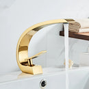 GobekUsa Black/Gold Basin Faucet Modern Bathroom Mixer Tap, Single Handle Waterfall Hot Cold