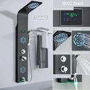 GobekUsa LED Light Shower Faucet System: Rainfall, Massage Jets, Waterfall Panel with Temperature Control