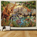 GobekUsa Lion Tapestry African Grassland Animals Cartoon Wall Hanging Blanket