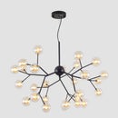 GobekUsa Glass Ball Firefly LED Tree Branch Chandelier Industrial Black Lighting