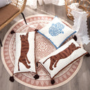 GobekUsa Antique Brown Tiger Print Ethnic Style Pillow Cover with Tassels