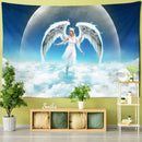 GobekUsa Angel Tapestry Wall Hanging: Blue Sky White Clouds Halo Bohemian Art Decor