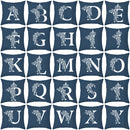 GobekUsa Blue Letter Pillowcase Solid Color Fleece Sofa Cushion, 45x45CM