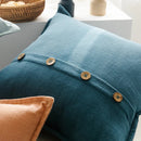 GobekUsa Cotton Linen Cushion Cover 45x45cm in Pink Blue Green Beige with Coconut Buttons for Home Décor