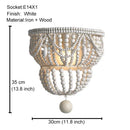 GobekUsa Black Wood Beaded Pendant Chandelier - Antique Nordic Lighting for Foyer, Dining, Bedroom