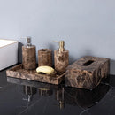 GobekUsa Emperador Dark Marble Bathroom Set: Toothbrush Holder, Soap Dish, Soap Dispenser