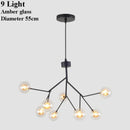 GobekUsa Glass Ball Firefly LED Tree Branch Chandelier Industrial Black Lighting