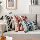 GobekUsa Boho Jacquard Cushion Cover in Blue Yellow Black Woven for Home Decor