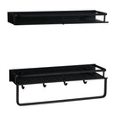 GobekUsa Black Aluminum Bathroom Shelf with Towel Bar Wall Mounted - Bath Shower Shampoo Holder