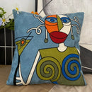 GobekUsa Abstract Embroidery Pillowcase 45x45cm Picasso Decorative Throw Pillows Sofa & Car