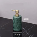 GobekUsa Dark Green Marble Bathroom Set - Nordic Light Luxury Tray Toothbrush Holder Soap Dispenser Kit
