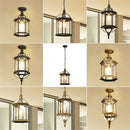 GobekUsa Black Rustic Outdoor Hanging Lantern Light with Clear Glass Flush Mount Fixture