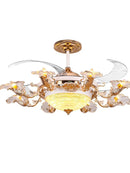 GobekUsa Golden Retro Ceiling Fan Light with Remote Control and 8 Lights