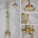 GobekUsa Gold Brass Shower Faucet Set with Tub Spout and Dual Handles