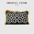 GobekUsa Geometric Fringed Lumbar Pillow Case, Luxe Sofa Pillow Cover 30x50cm
