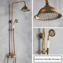 GobekUsa Antique Brass Shower Set Single Handle Wall Mount Rainfall Mixer Faucet
