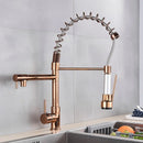 GobekUsa Brass Kitchen Faucet Spring Swivel Spout Hot Cold Water Mixer Taps