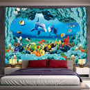 GobekUsa Dolphin Psychedelic Tapestry: Bohemian Underwater Wall Hanging for Home Decoration