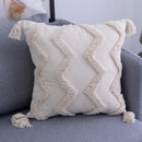 GobekUsa Beige Tassels Cushion Cover, Handmade Square Home Decoration for Living Room