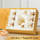 GobekUsa Daisy Enamel Crystal Glass Teapot Set for Hot and Cold Drinks