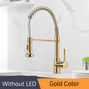 GobekUsa Brass Spring Spout Kitchen Faucet with Single Lever Pull Down Mixer Tap