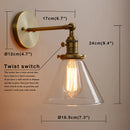 GobekUsa Funnel Glass Wall Lamp E27 Sconce Modern Bedroom Light Fixtures
