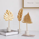 GobekUsa Gold Leaf Decorations on Marble Base - Creative Metal Crafts for Home Decor